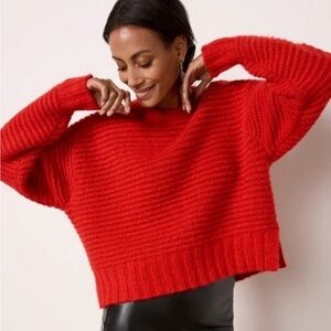 PISTOLA | Adina Everyday Textured Waffle Knit Sweater in Rouge, Size M